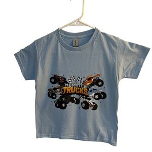 Gildan Light Blue Monster Trucks Graphic Tee